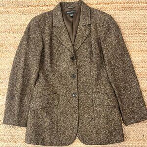 Wool & Silk Banana Republic Brown Tweed Women's Blazer, Size 10